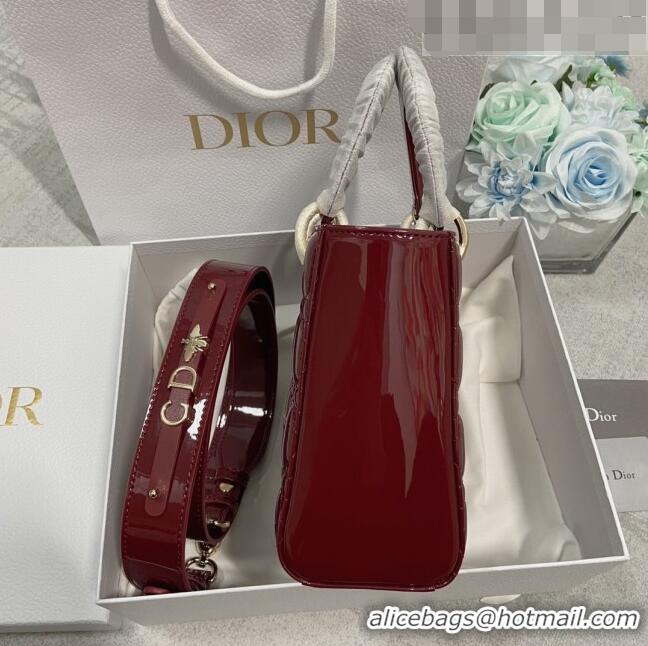 Good Taste Dior Small Lady Dior My ABCDior Bag in Patent Leather CD6902 Burgundy 2023