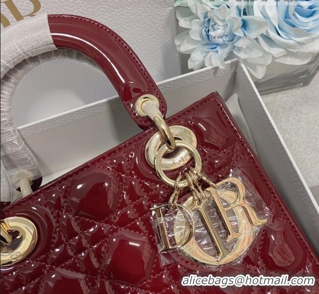 Good Taste Dior Small Lady Dior My ABCDior Bag in Patent Leather CD6902 Burgundy 2023