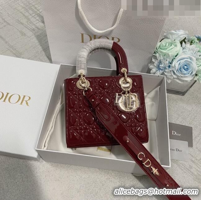 Good Taste Dior Small Lady Dior My ABCDior Bag in Patent Leather CD6902 Burgundy 2023