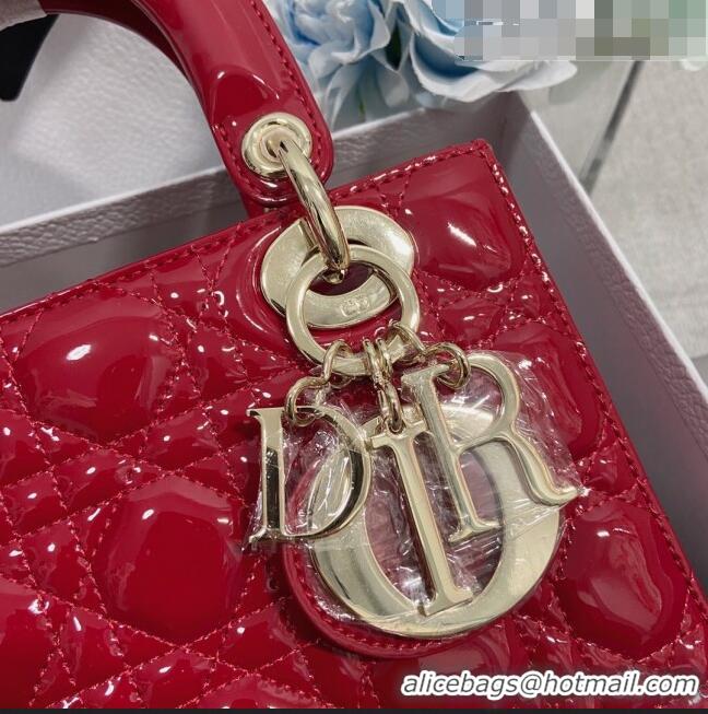 Good Looking Dior Small Lady Dior My ABCDior Bag in Patent Leather CD6902 Cherry Red 2023