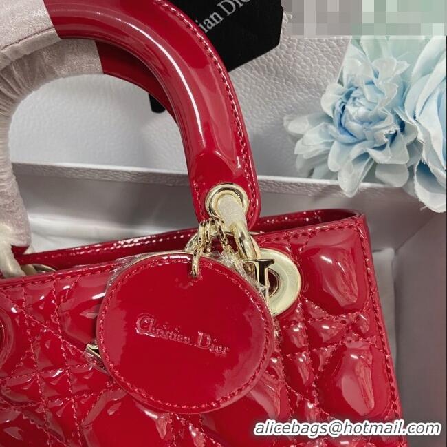 Good Looking Dior Small Lady Dior My ABCDior Bag in Patent Leather CD6902 Cherry Red 2023