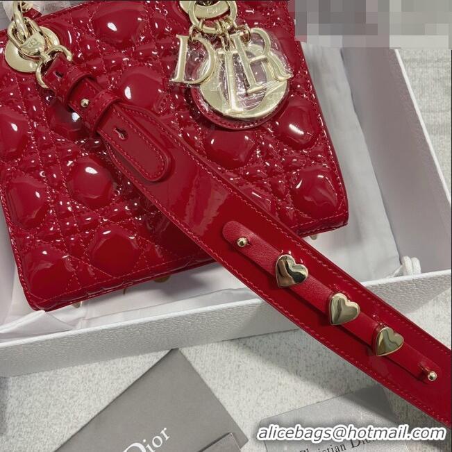 Good Looking Dior Small Lady Dior My ABCDior Bag in Patent Leather CD6902 Cherry Red 2023