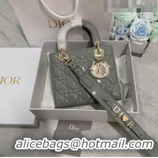 Good Taste Dior Small Lady Dior My ABCDior Bag in Patent Leather CD6902 Stone Grey 2023