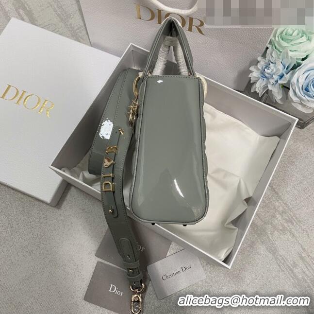 Good Taste Dior Small Lady Dior My ABCDior Bag in Patent Leather CD6902 Stone Grey 2023