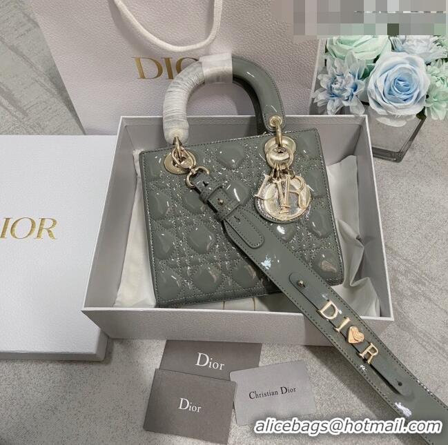 Good Taste Dior Small Lady Dior My ABCDior Bag in Patent Leather CD6902 Stone Grey 2023