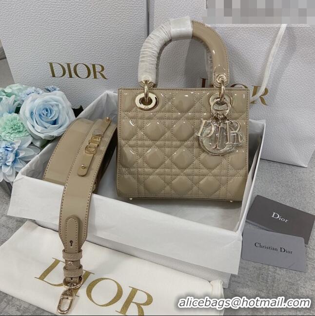 Most Popular Dior Small Lady Dior My ABCDior Bag in Patent Leather CD6902 Apricot 2023