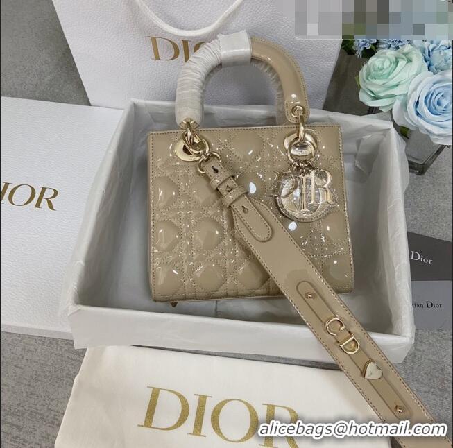 Most Popular Dior Small Lady Dior My ABCDior Bag in Patent Leather CD6902 Apricot 2023