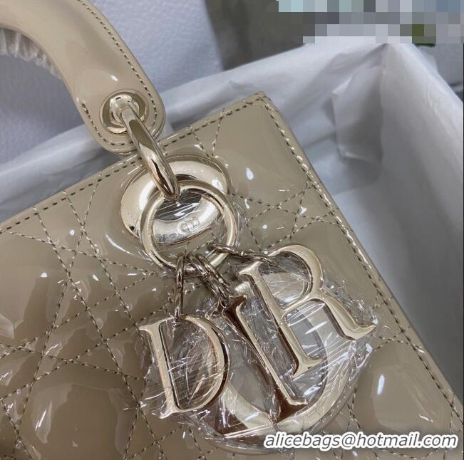 Most Popular Dior Small Lady Dior My ABCDior Bag in Patent Leather CD6902 Apricot 2023