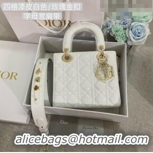 Top Design Dior Small Lady Dior My ABCDior Bag in Patent Leather CD6902 White 2023