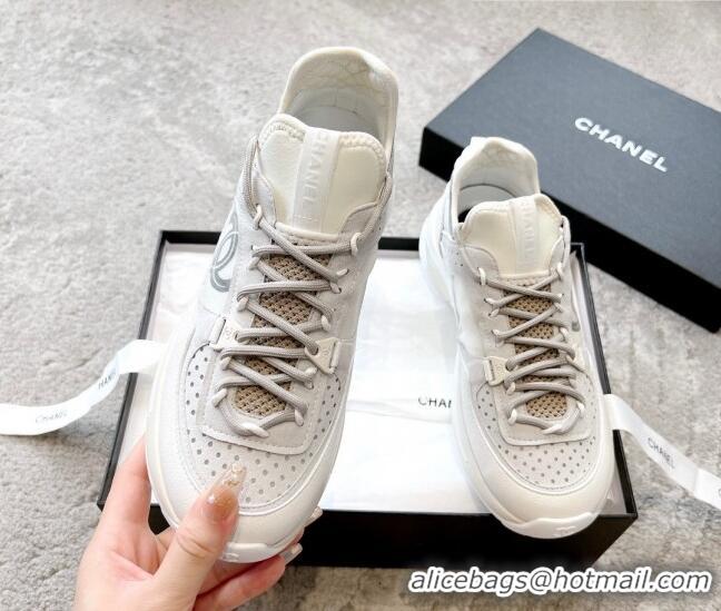 Grade Quality Chanel Suede & Fabric Sneakers 719104 White