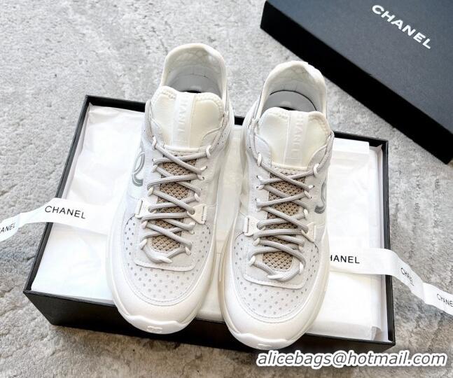 Grade Quality Chanel Suede & Fabric Sneakers 719104 White