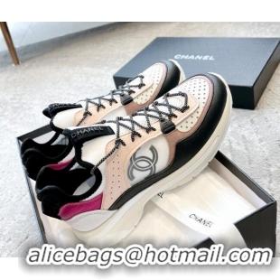 Top Grade Chanel Suede & Fabric Sneakers 719104 Nude