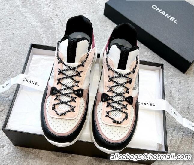 Top Grade Chanel Suede & Fabric Sneakers 719104 Nude