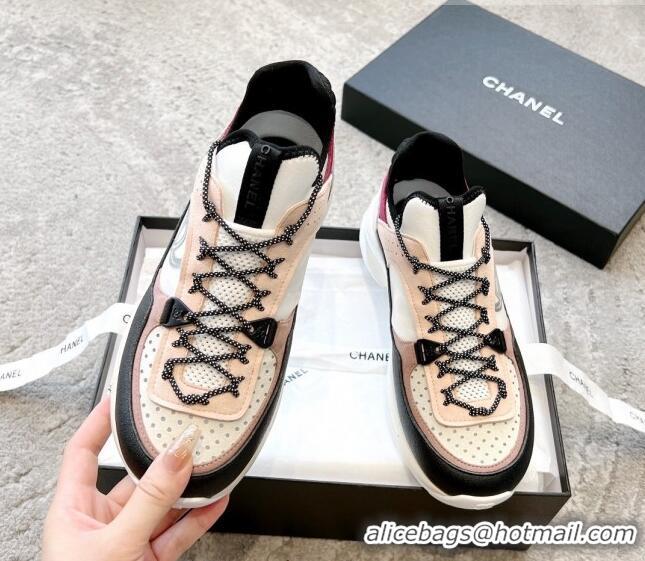 Top Grade Chanel Suede & Fabric Sneakers 719104 Nude