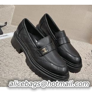 Best Product Chanel Calfskin Loafers with CC Black 719109