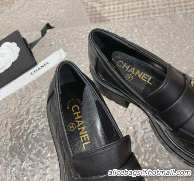 Best Product Chanel Calfskin Loafers with CC Black 719109