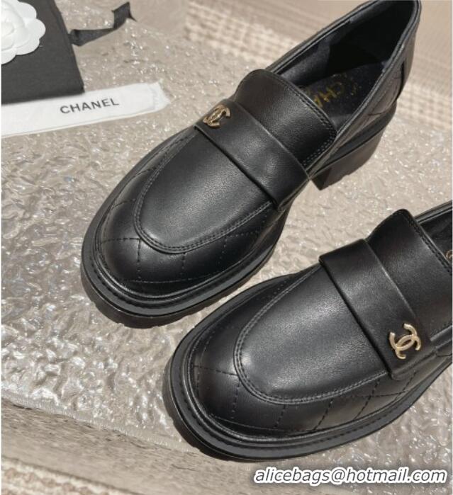 Best Product Chanel Calfskin Loafers with CC Black 719109