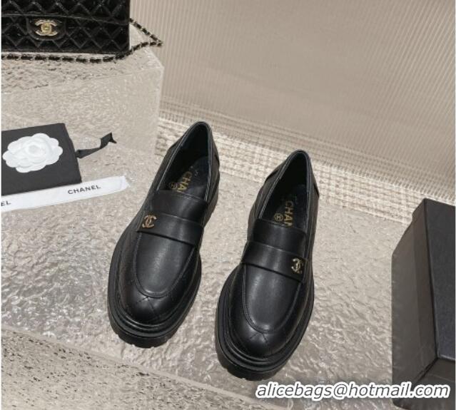 Best Product Chanel Calfskin Loafers with CC Black 719109