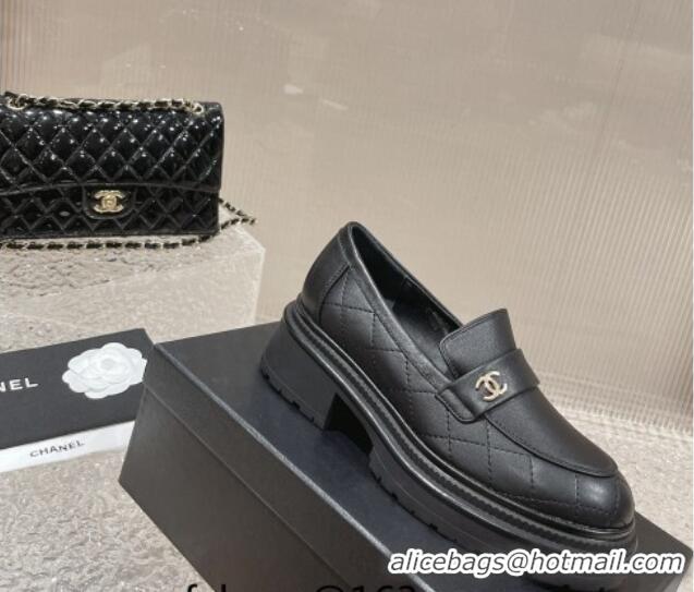 Best Product Chanel Calfskin Loafers with CC Black 719109