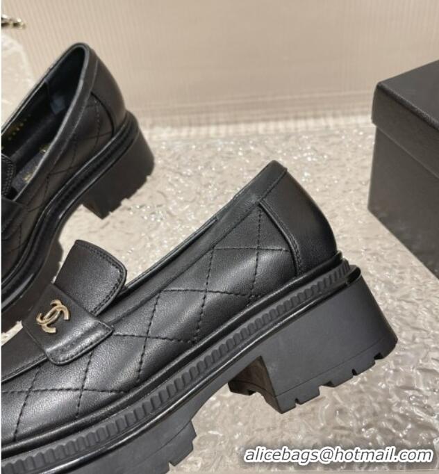 Best Product Chanel Calfskin Loafers with CC Black 719109