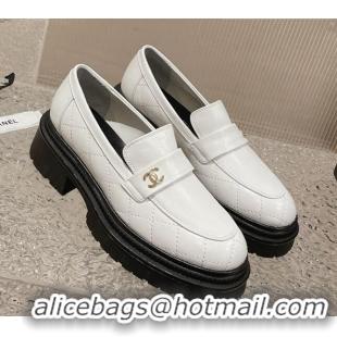 Popular Style Chanel Calfskin Loafers with CC White 719110