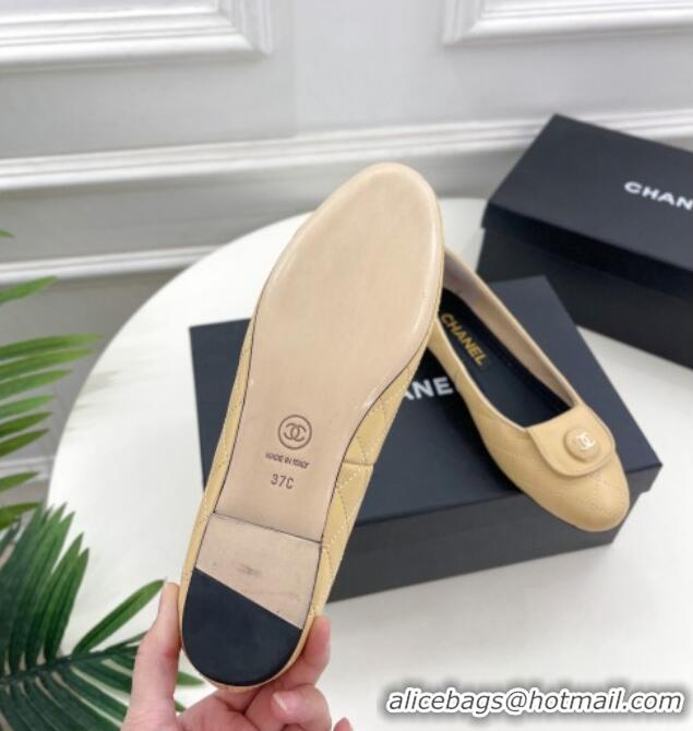 Good Looking Chanel Lambskin Ballet Flat with CC Foldover Yellow 719119