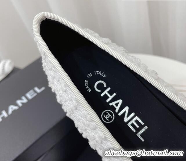 Cheap Price Chanel Classic Tweed and Patent Leather Ballerinas White/Black 724001