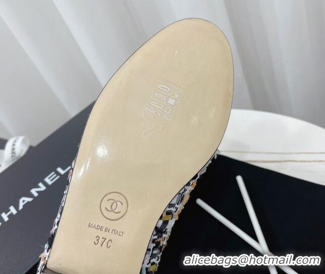 Good Quality Chanel Classic Tweed and Calfskin Ballerinas Black/Multicolor 724004