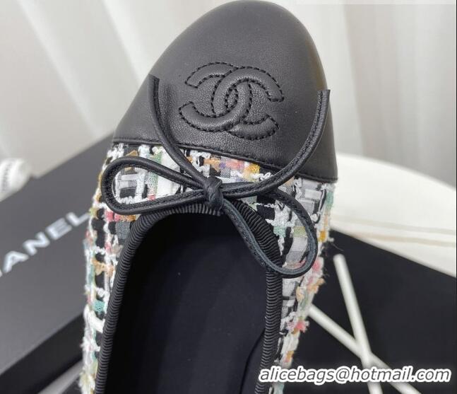 Good Quality Chanel Classic Tweed and Calfskin Ballerinas Black/Multicolor 724004