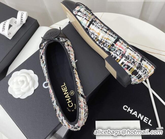 Good Quality Chanel Classic Tweed and Calfskin Ballerinas Black/Multicolor 724004