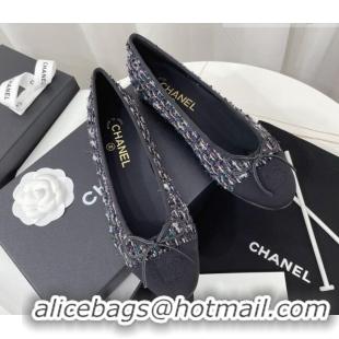 Stylish Chanel Classic Tweed and Fabric Ballerinas Black/Multicolor 724005