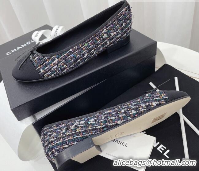 Stylish Chanel Classic Tweed and Fabric Ballerinas Black/Multicolor 724005