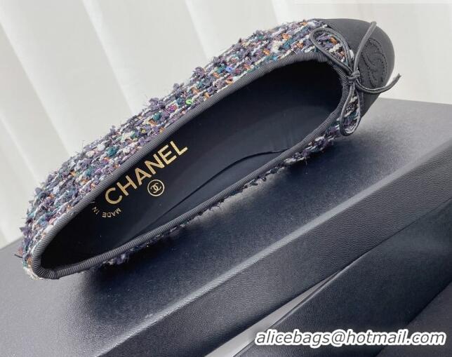 Stylish Chanel Classic Tweed and Fabric Ballerinas Black/Multicolor 724005