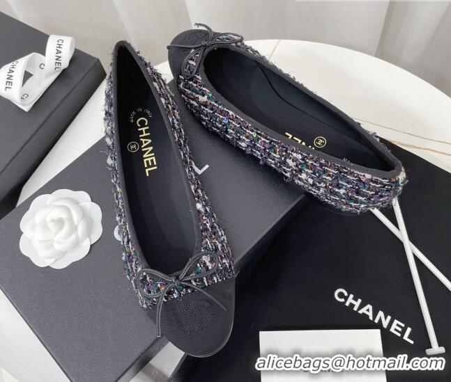 Stylish Chanel Classic Tweed and Fabric Ballerinas Black/Multicolor 724005