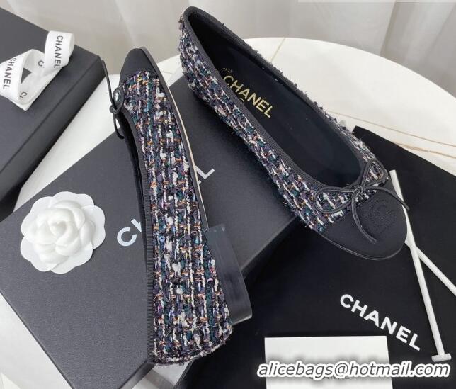 Stylish Chanel Classic Tweed and Fabric Ballerinas Black/Multicolor 724005