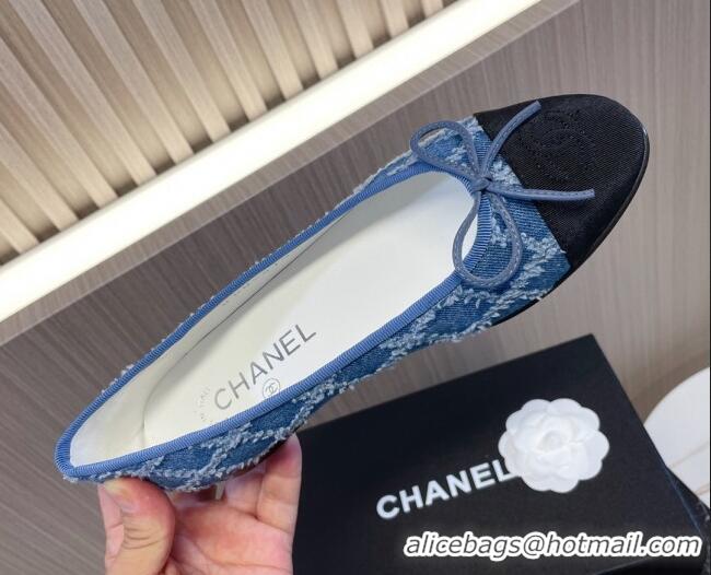 Classic Hot Chanel Classic Quilted Denim and Grosgrain Ballerinas Blue/Black 724008