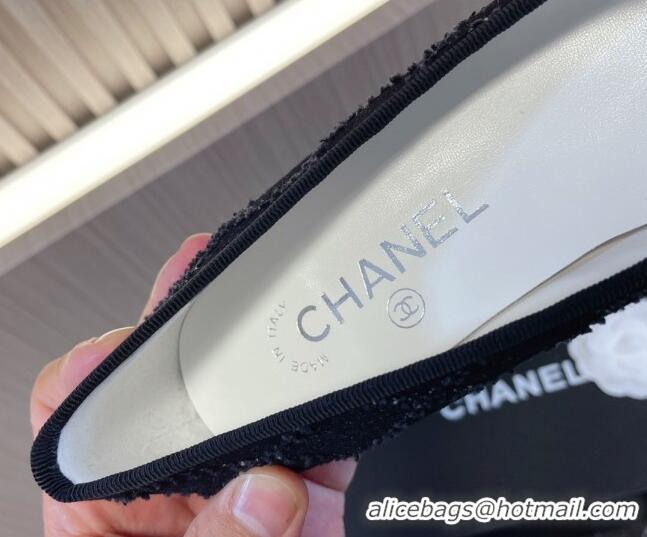 Luxury Chanel Classic Quilted Denim and Grosgrain Ballerinas Black 724009