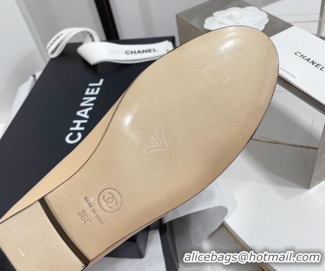 Good Looking Chanel Classic Calfskin Flat Ballerinas Beige/Black 724011