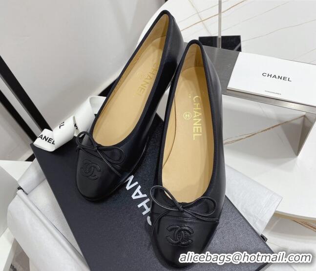 Best Price Chanel Classic Calfskin Flat Ballerinas Black 724016