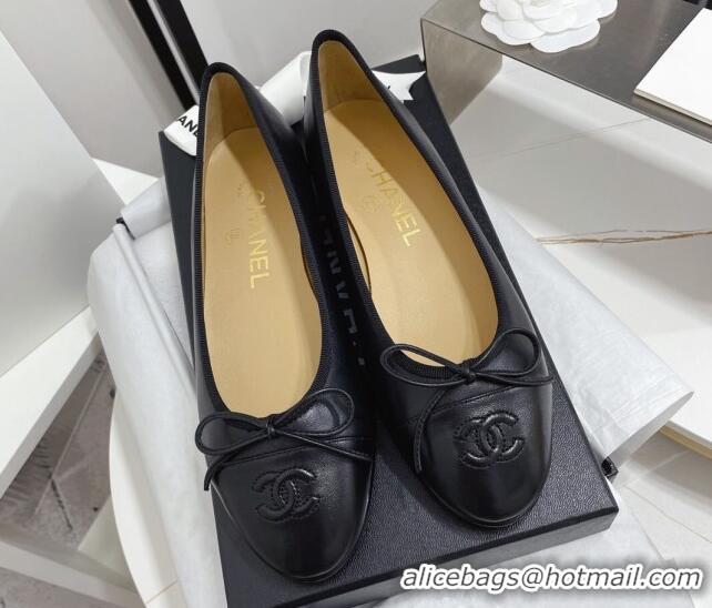 Best Price Chanel Classic Calfskin Flat Ballerinas Black 724016