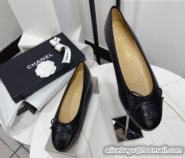 Best Price Chanel Classic Calfskin Flat Ballerinas Black 724016