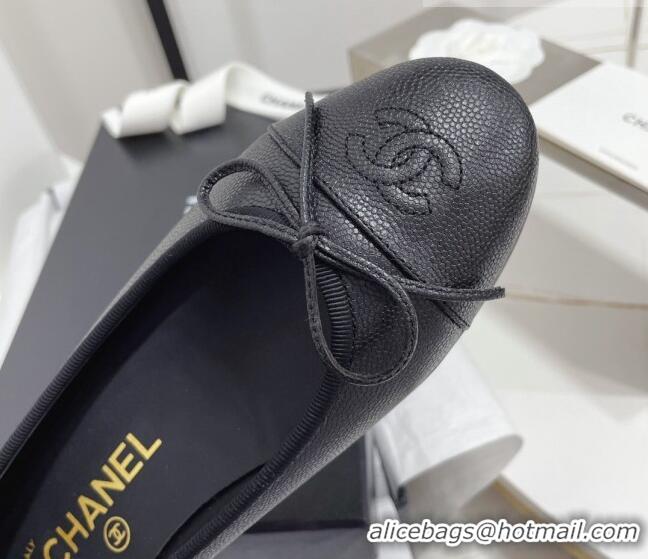 Fashion Chanel Classic Grained Calfskin Flat Ballerinas Black 724017