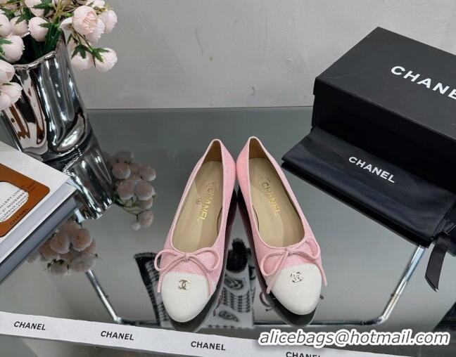 Most Popular Chanel Classic Fabric and Grosgrain Flat Ballerinas Light Pink 724033