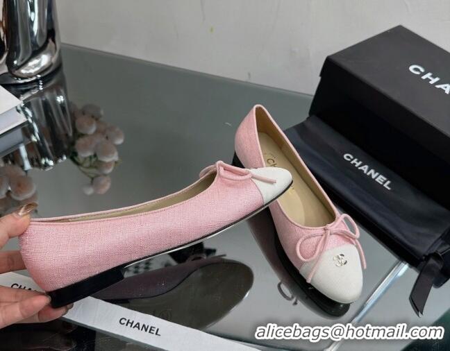 Most Popular Chanel Classic Fabric and Grosgrain Flat Ballerinas Light Pink 724033