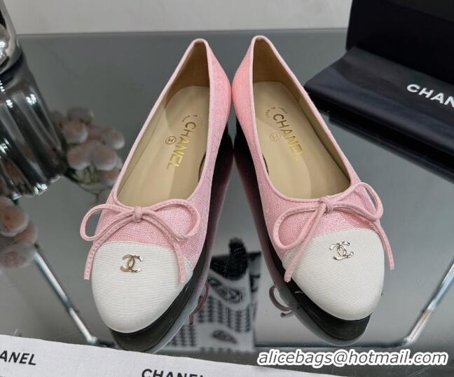 Most Popular Chanel Classic Fabric and Grosgrain Flat Ballerinas Light Pink 724033