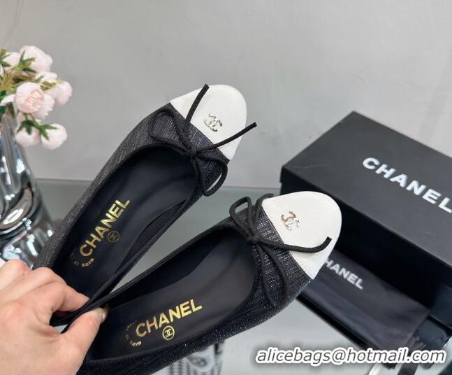 Sumptuous Chanel Classic Fabric and Grosgrain Flat Ballerinas Black/White 724036