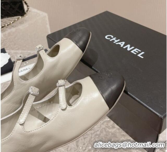 Luxurious Chanel Calfskin Mary Janes Flats with Double Buckle Light 728062