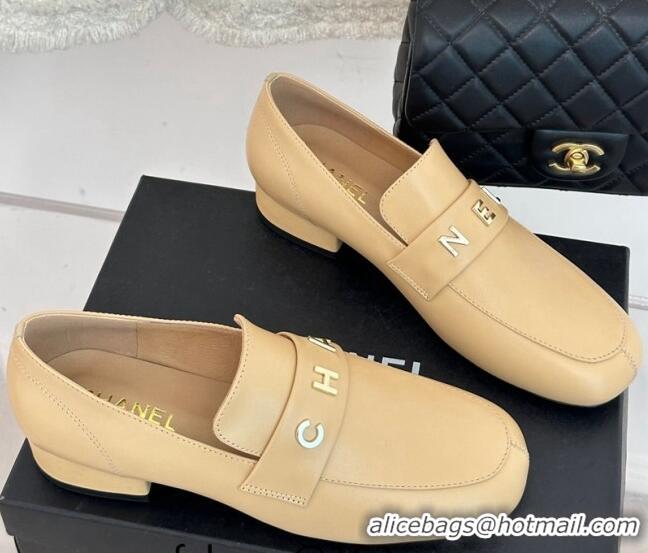 Hot Style Chanel Calfskin Loafers 3cm Apricot 801061