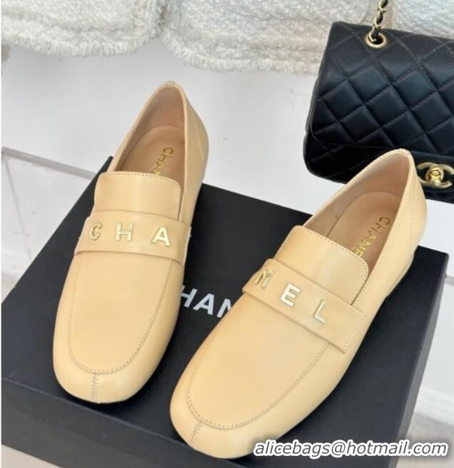 Hot Style Chanel Calfskin Loafers 3cm Apricot 801061