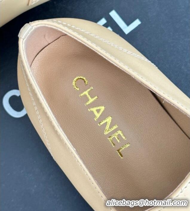 Hot Style Chanel Calfskin Loafers 3cm Apricot 801061